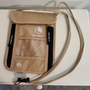 Venture 4th beige neck wallet/passport holder with RFID blocking, EUC
